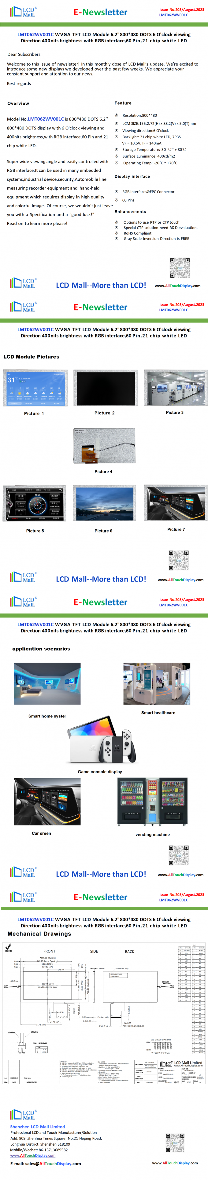 ultime notizie sull'azienda NUMERO 208 Newsletter_6,2 pollici LMT062WV001C Da LCD Mall  0