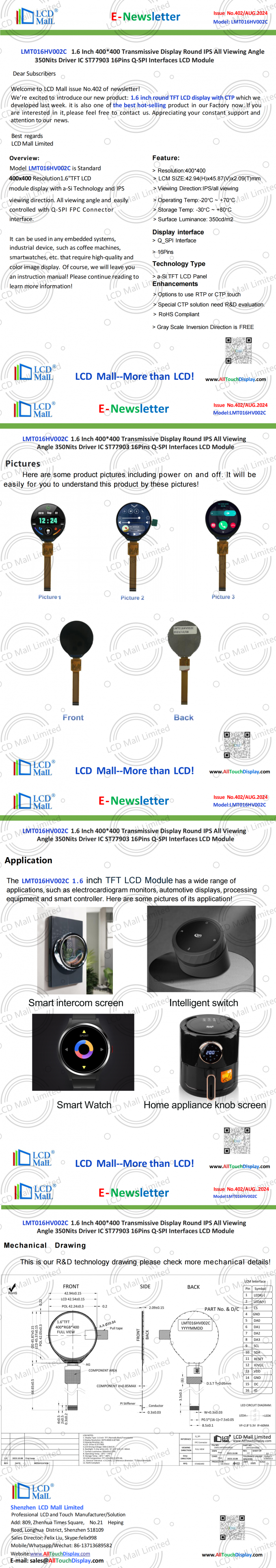 ultime notizie sull'azienda Issue 402 Newsletter_1.6 inch LMT016HV002C da LCD Mall  0